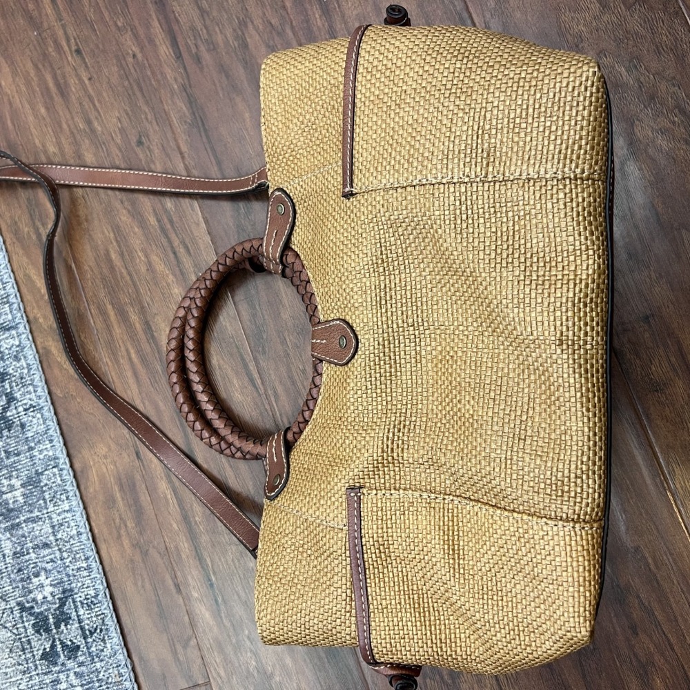 Vintage Y2K Fossil Crossbody Bag Tan‎ Woven Boho Artsy Resort Coastal Travel - Picture 8 of 14